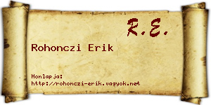 Rohonczi Erik névjegykártya
